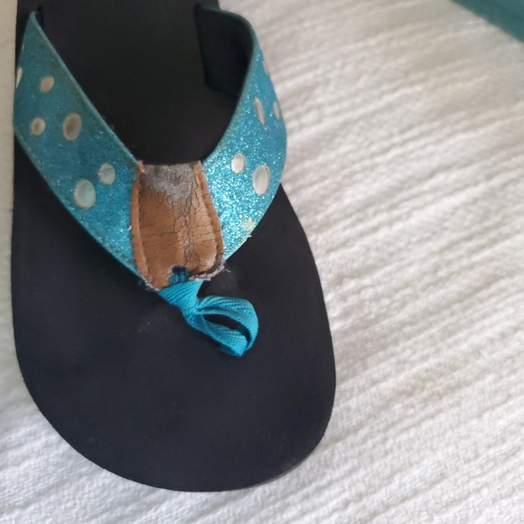 Black Flip Flops with Pink and Blue Straps - Picture 7 of 9